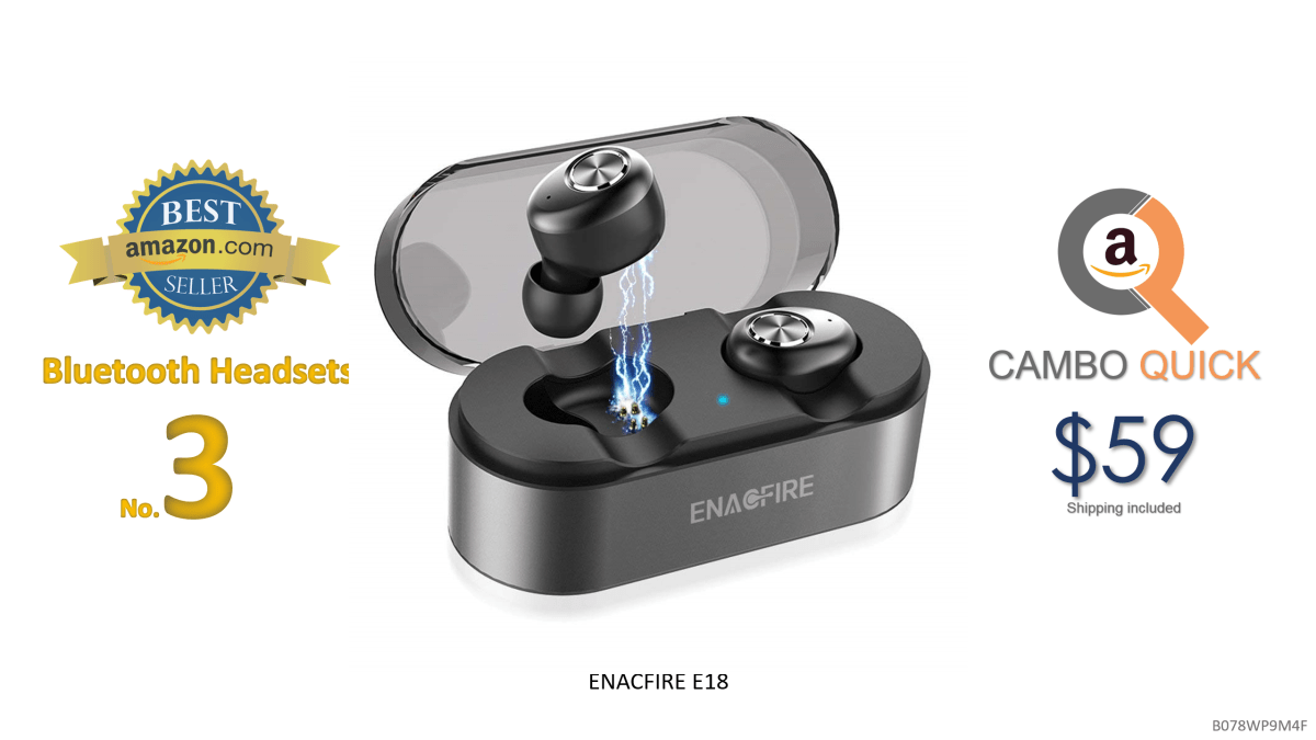 Wireless Earbuds, ENACFIRE E18 Latest Bluetooth 5.0 True Wireless Bluetooth Earbuds 15H Playtime 3D Stereo Sound Wireless Headphones, Built-in Microphone