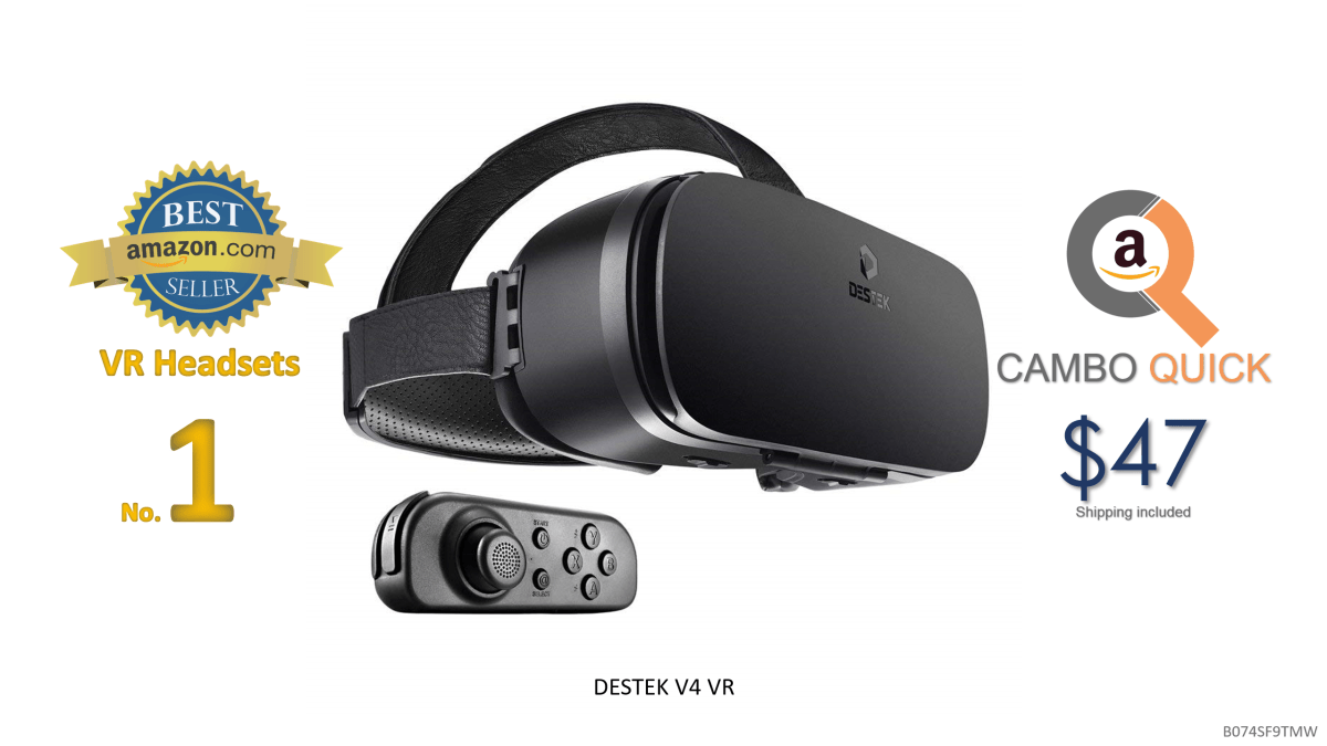 DESTEK V4 VR, 103FOV, Eye Protected HD Virtual Reality Headset wControllerGamepad for Samsung s8 s7 s6PlusEdge Note 8, Other Android & iOS Smartphones...
