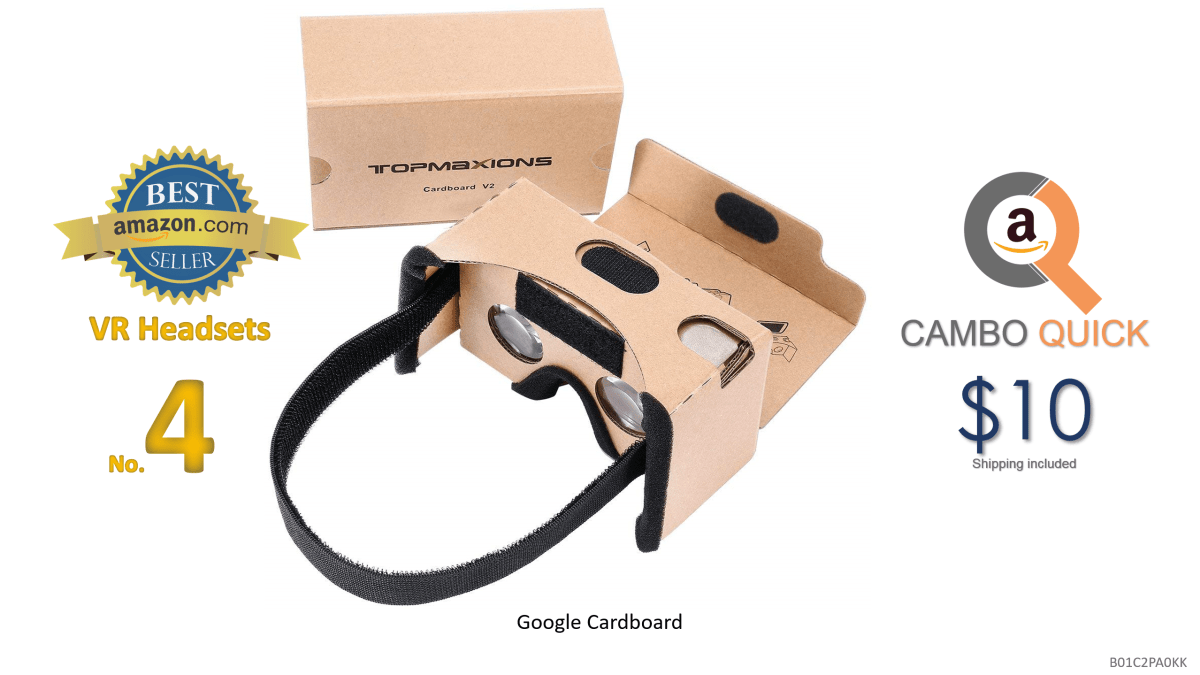 Google Cardboard,Topmaxions 3D VR Virtual Reality DIY VR Headset For 3D Movies and Games Compatible with Android & Apple Up to 6 Inch Easy Setup Machine