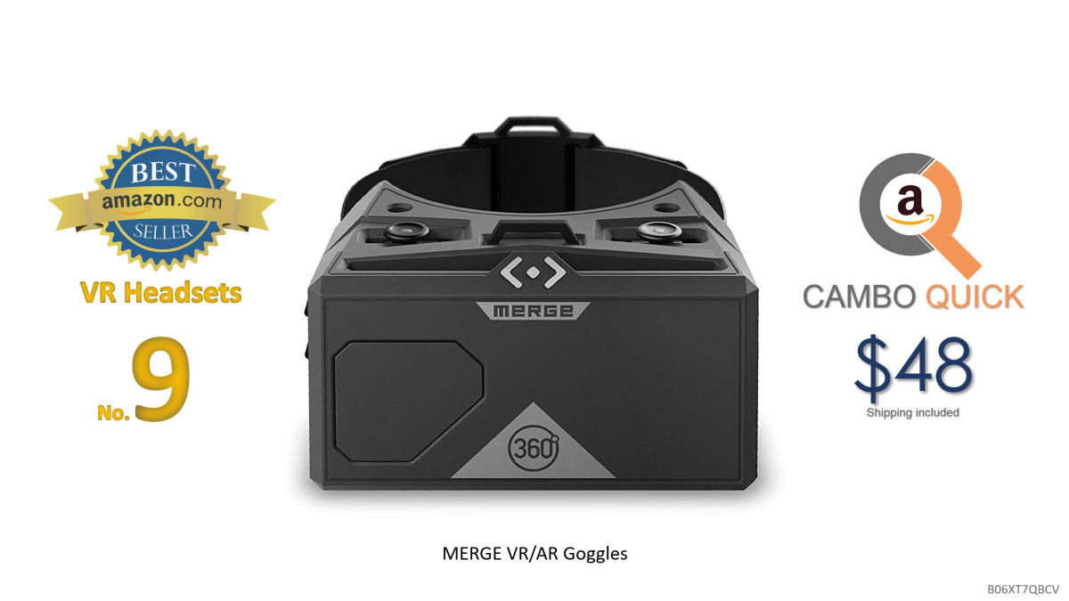 MERGE VRAR Goggles - Virtual and Augmented Reality Headset for iPhone and Android - Adjustable Lenses, Dual Input Buttons, Soft and Comfortable