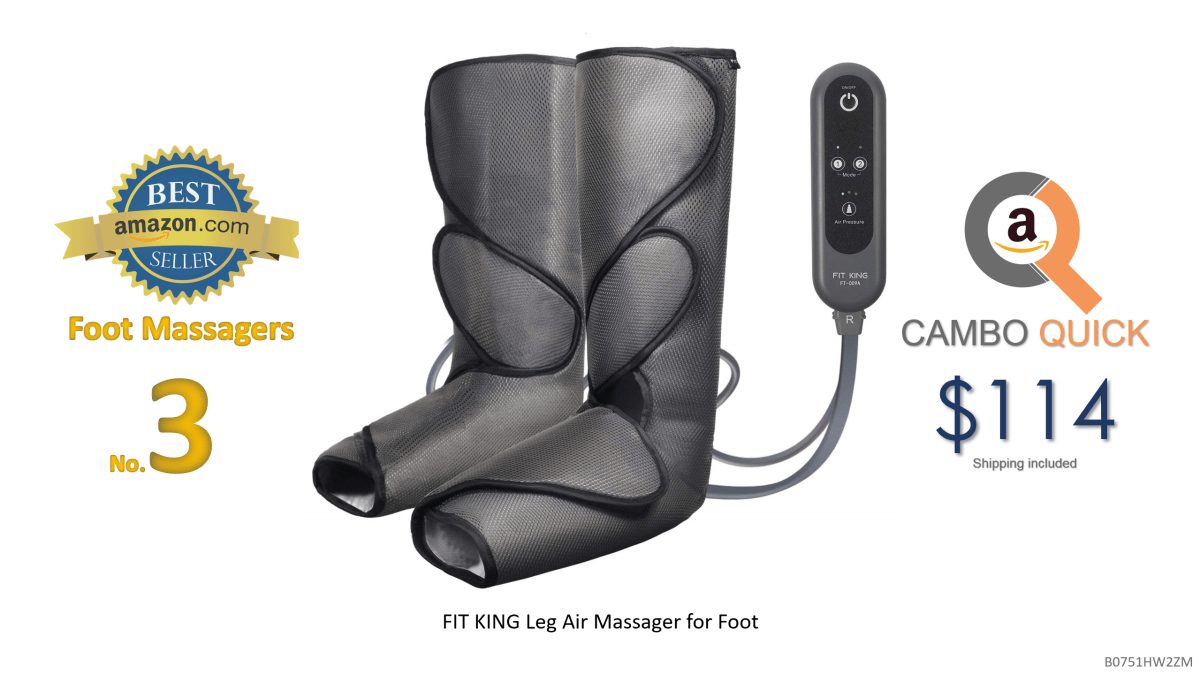FIT KING Leg Air Massager for Foot and Calf Circulation Massage with Handheld Controller 3 Intensities 2 Modes(with 2 Extensions)