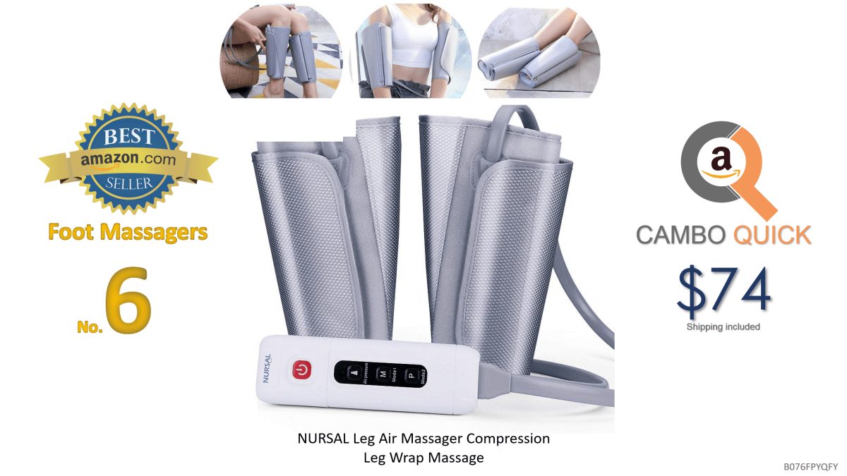 NURSAL Leg Air Massager Compression Leg Wrap Massage Therapy with Handheld Controller 2 Modes 3 Intensities for Calf Arms Foot