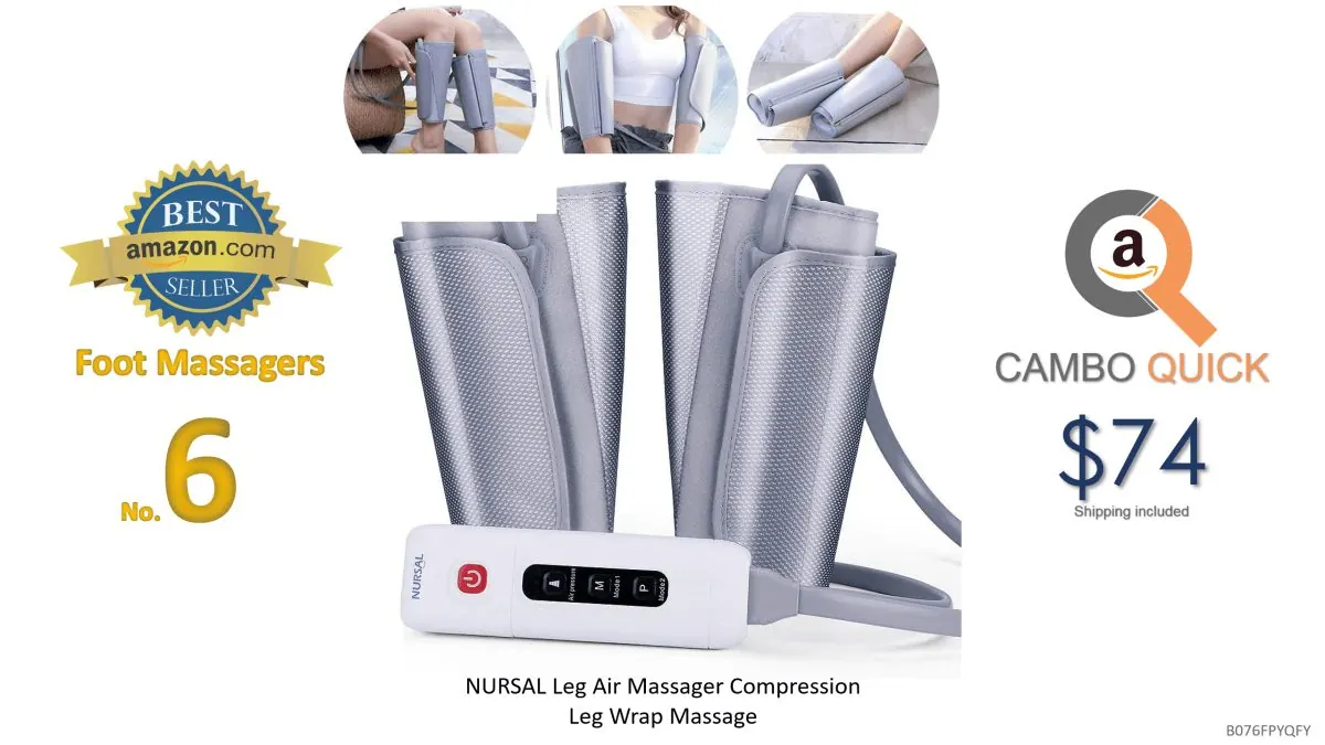 NURSAL Leg Air Massager Compression Leg Wrap Massage Therapy with Handheld Controller 2 Modes 3 Intensities for Calf Arms Foot