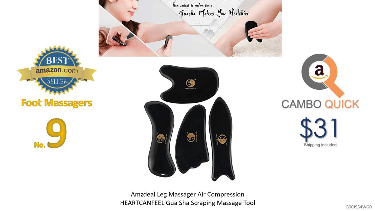 HEARTCANFEEL Gua Sha Scraping Massage Tool Ultra Smooth Edge, High Quality Hand Made Buffalo Horn Gua Sha Board-Reduce Neck and Muscle...