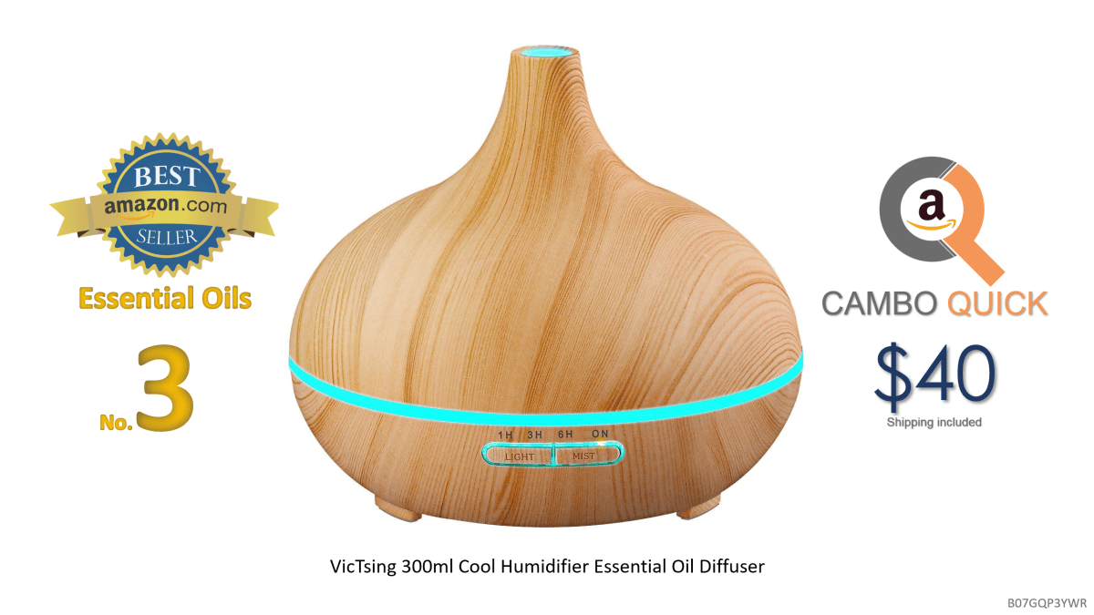 VicTsing 300ml Cool Mist Humidifier Ultrasonic Aroma Essential Oil Diffuser for Office Home Bedroom Living Room Study Yoga Spa - Wood Grain.png
