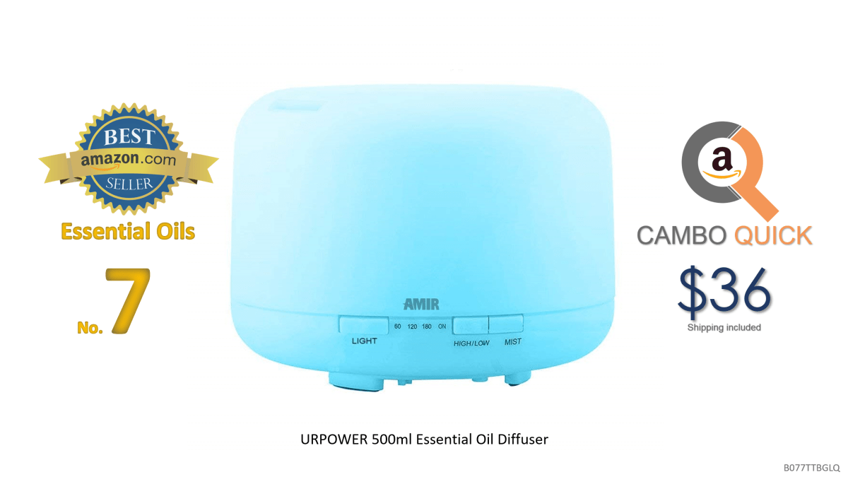 URPOWER 500ml Aromatherapy Essential Oil Diffuser Humidifier Room Decor Lighting with 4 Timer Settings, 7 LED Color Changing Lamps and Waterless Auto Shut-Off.png