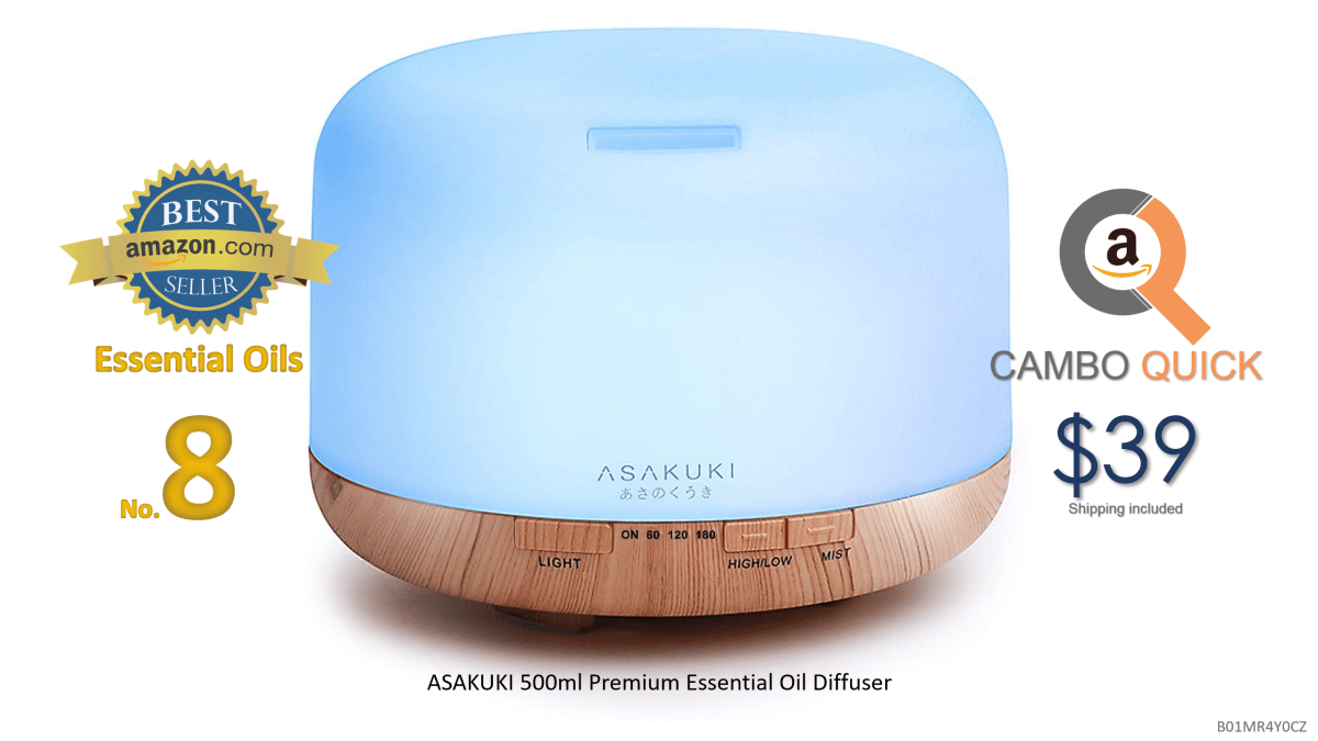 ASAKUKI 500ml Premium, Essential Oil Diffuser, 5 In 1 Ultrasonic Aromatherapy Fragrant Oil Vaporizer Humidifier, Timer and Auto-Off Safety Switch.png
