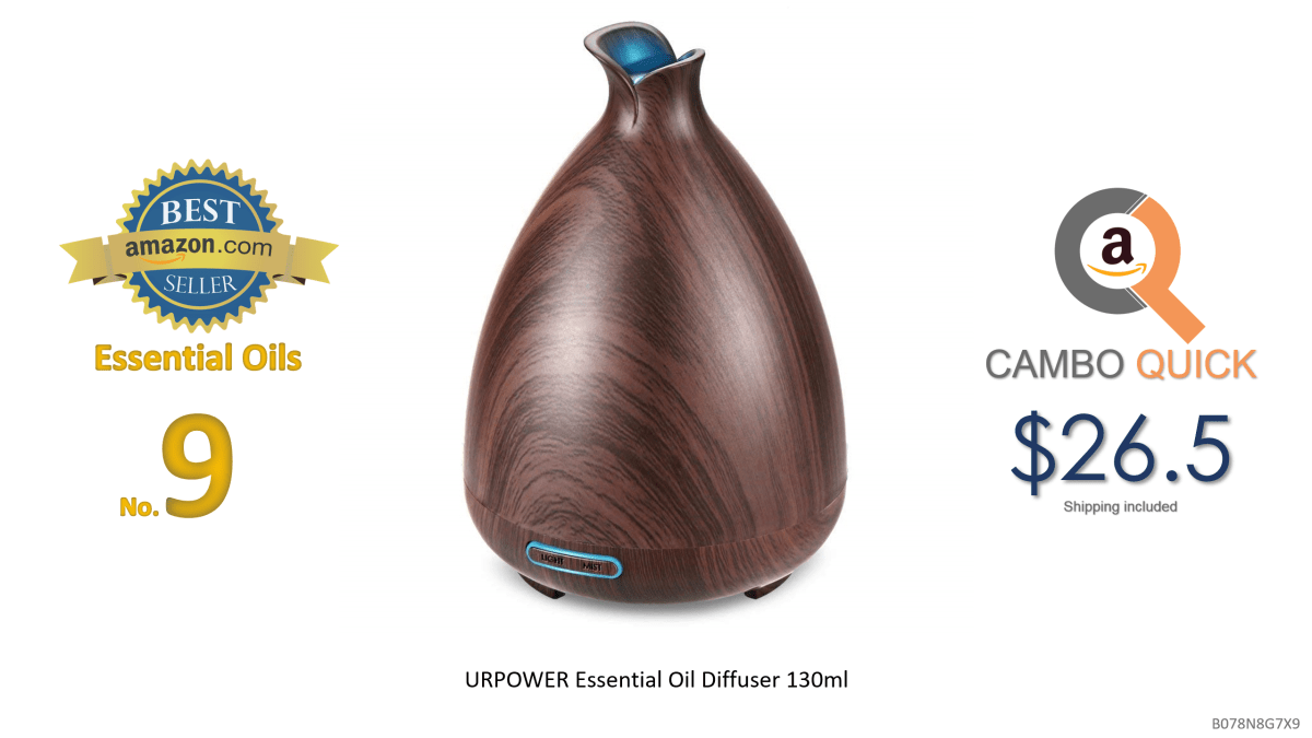 URPOWER Essential Oil Diffuser 130ml Wood Grain Ultrasonic Aromatherapy Oil Diffuser with Adjustable Mist Mode Waterless Auto Shut-off humidifier.png