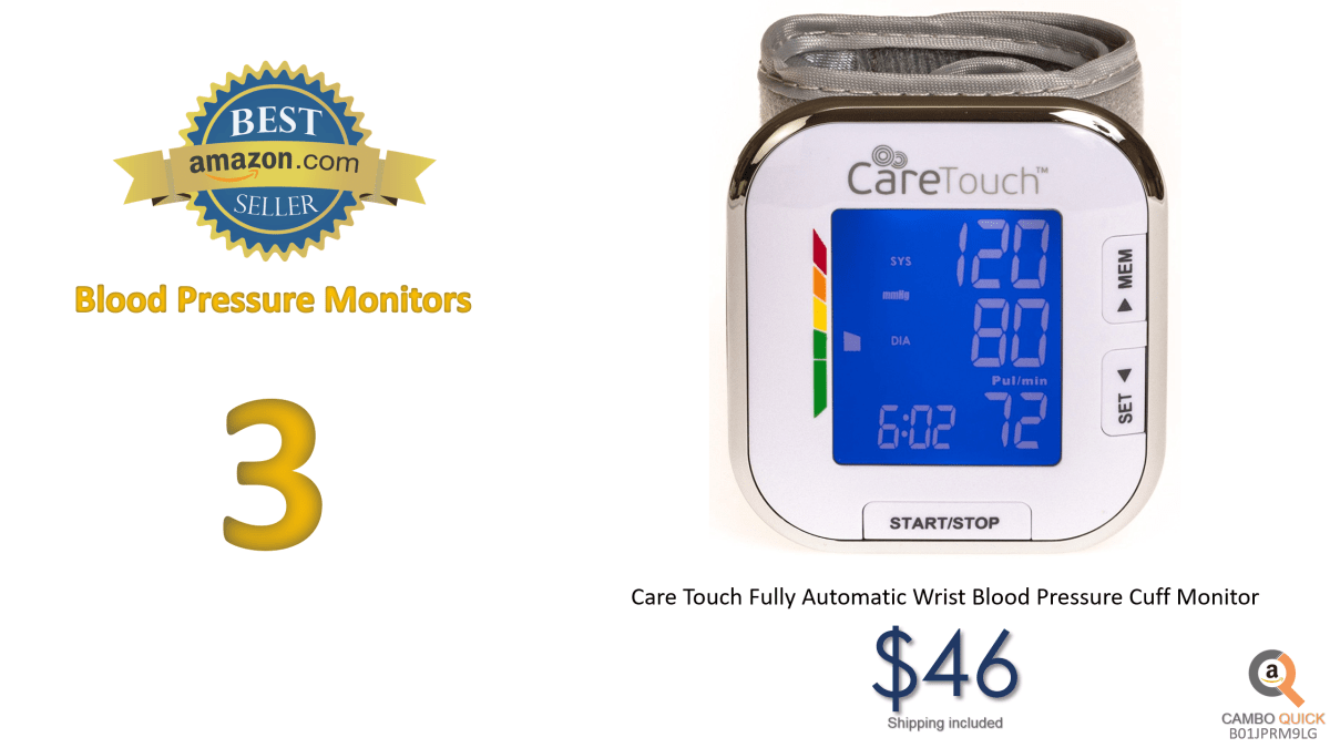 Care Touch Fully Automatic Wrist Blood Pressure Cuff Monitor - Platinum Series, 5.5 - 8.5 Cuff Size- Batteries Included.png
