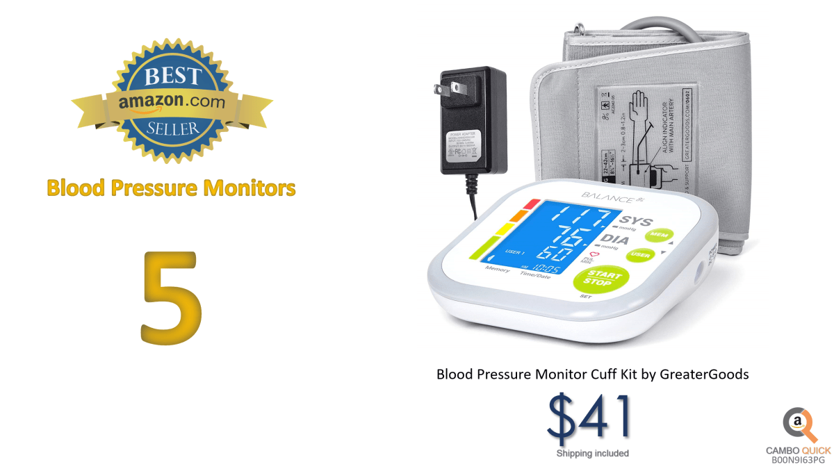 Blood Pressure Monitor Cuff Kit by GreaterGoods, Digital BP Meter With Large Display, Upper Arm Cuff, Set also comes with Tubing and Device Bag (BP....png