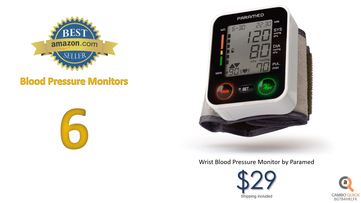 Automatic Wrist Blood Pressure Monitor by ParamedBlood-Pressure Kit of Bp Cuff + 2AAA and Carrying case - Irregular Heartbeat Detector & 90 Readings....png