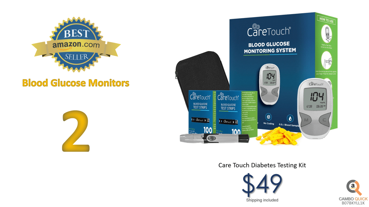 Care Touch Diabetes Testing Kit – Care Touch Blood Glucose Meter, 150 Blood Test Strips, 1 Lancing Device, 30 Gauge Lancets-with Carrying Case