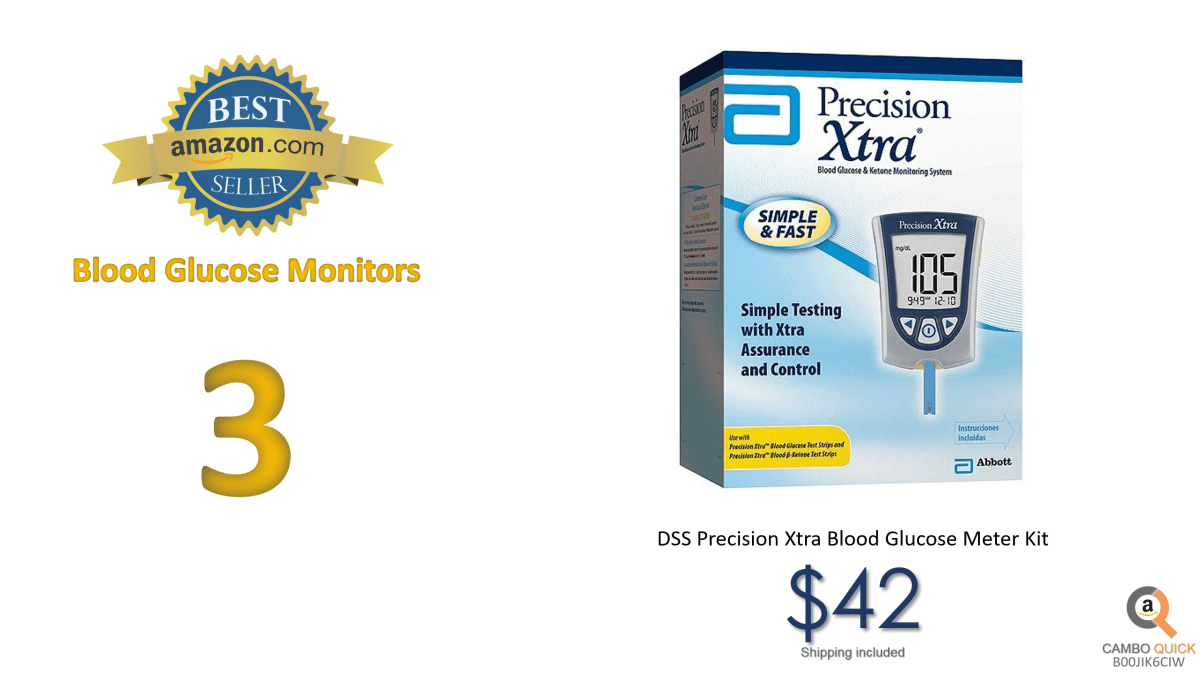 DSS Precision Xtra Blood Glucose Meter Kit, Results in 5 seconds, Strips Not Included (1 Kit)