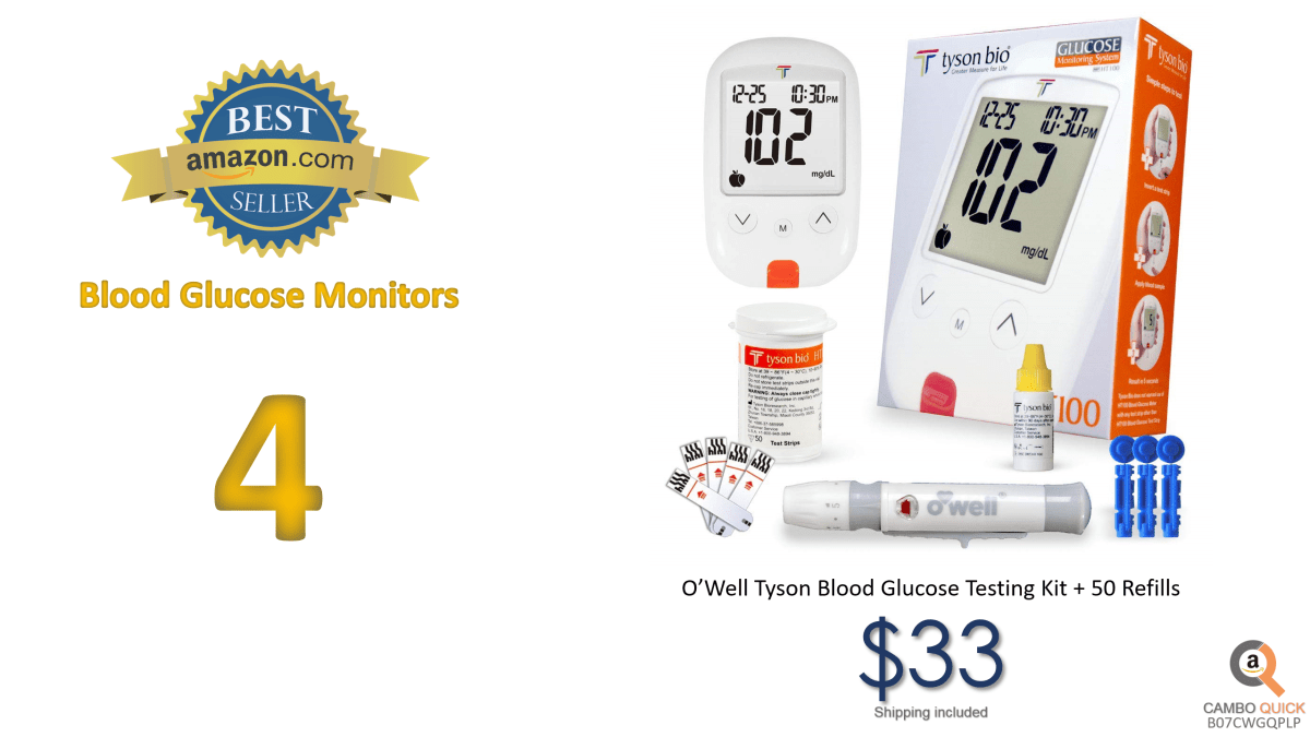 O’Well Tyson Blood Glucose Testing Kit + 50 Refills Includes Meter, 50 Test Strips, 50 Lancets, Lancing Devices, Control Solution, Manuals, Logbook & Carry Case